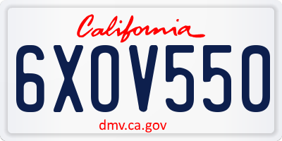 CA license plate 6XOV550