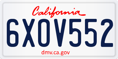 CA license plate 6XOV552