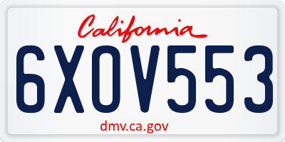 CA license plate 6XOV553