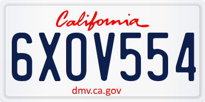CA license plate 6XOV554