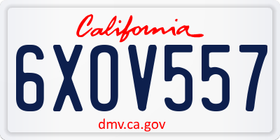 CA license plate 6XOV557