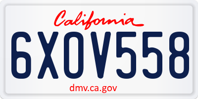 CA license plate 6XOV558