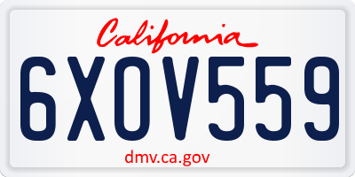 CA license plate 6XOV559