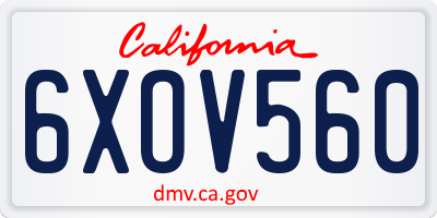 CA license plate 6XOV560