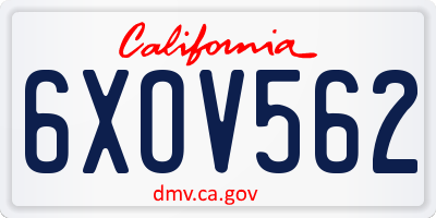 CA license plate 6XOV562