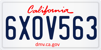 CA license plate 6XOV563