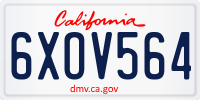 CA license plate 6XOV564