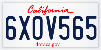 CA license plate 6XOV565