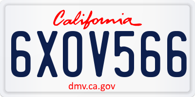 CA license plate 6XOV566