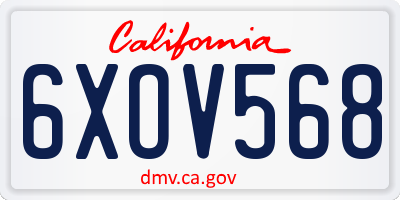 CA license plate 6XOV568
