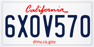 CA license plate 6XOV570