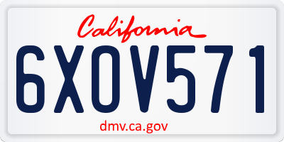 CA license plate 6XOV571