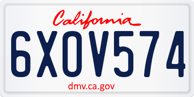 CA license plate 6XOV574