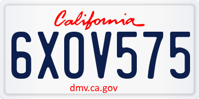 CA license plate 6XOV575