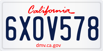 CA license plate 6XOV578