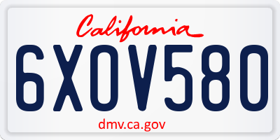 CA license plate 6XOV580