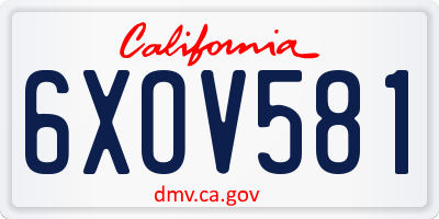 CA license plate 6XOV581