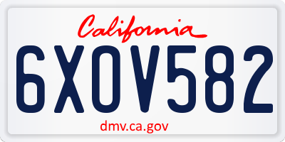CA license plate 6XOV582