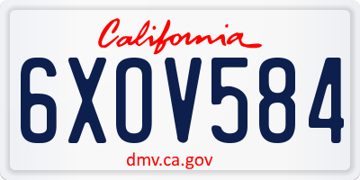 CA license plate 6XOV584