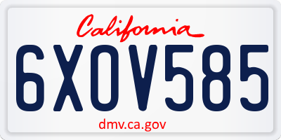 CA license plate 6XOV585