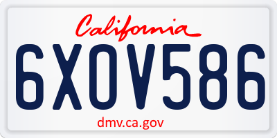 CA license plate 6XOV586