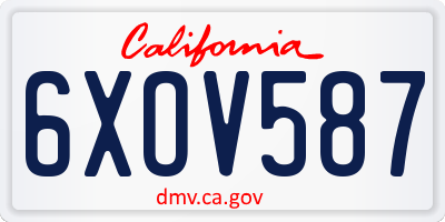 CA license plate 6XOV587