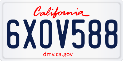 CA license plate 6XOV588