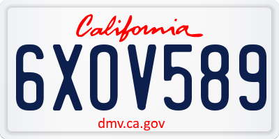 CA license plate 6XOV589