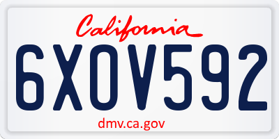 CA license plate 6XOV592