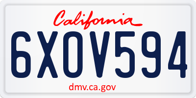 CA license plate 6XOV594