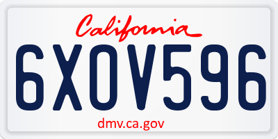 CA license plate 6XOV596