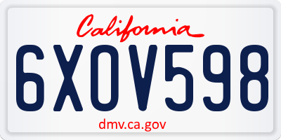 CA license plate 6XOV598