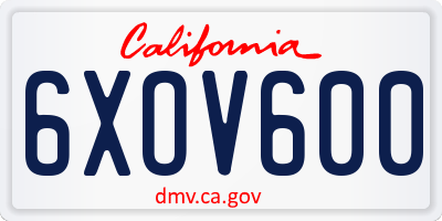 CA license plate 6XOV600