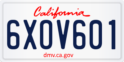 CA license plate 6XOV601