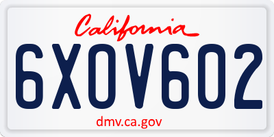 CA license plate 6XOV602