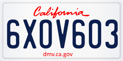 CA license plate 6XOV603