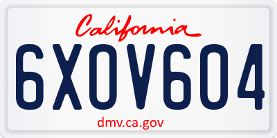 CA license plate 6XOV604