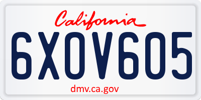 CA license plate 6XOV605