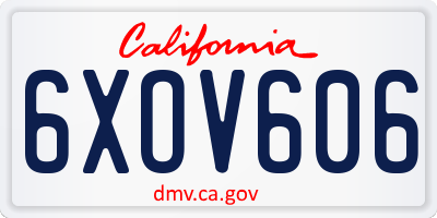 CA license plate 6XOV606