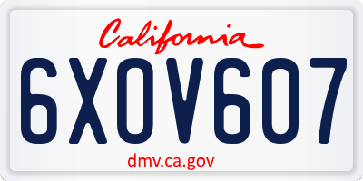 CA license plate 6XOV607