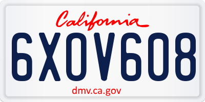 CA license plate 6XOV608