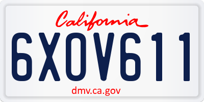 CA license plate 6XOV611