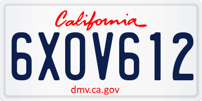 CA license plate 6XOV612