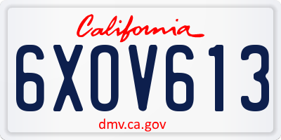 CA license plate 6XOV613
