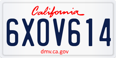 CA license plate 6XOV614