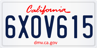 CA license plate 6XOV615