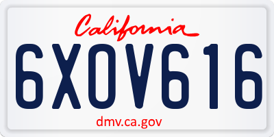 CA license plate 6XOV616