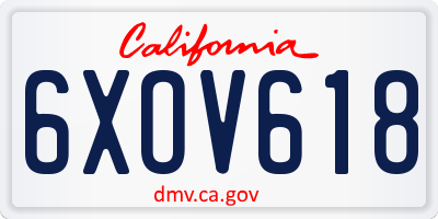 CA license plate 6XOV618