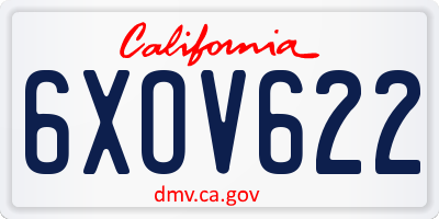 CA license plate 6XOV622