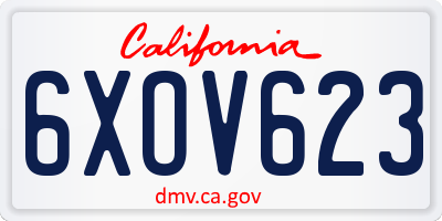 CA license plate 6XOV623